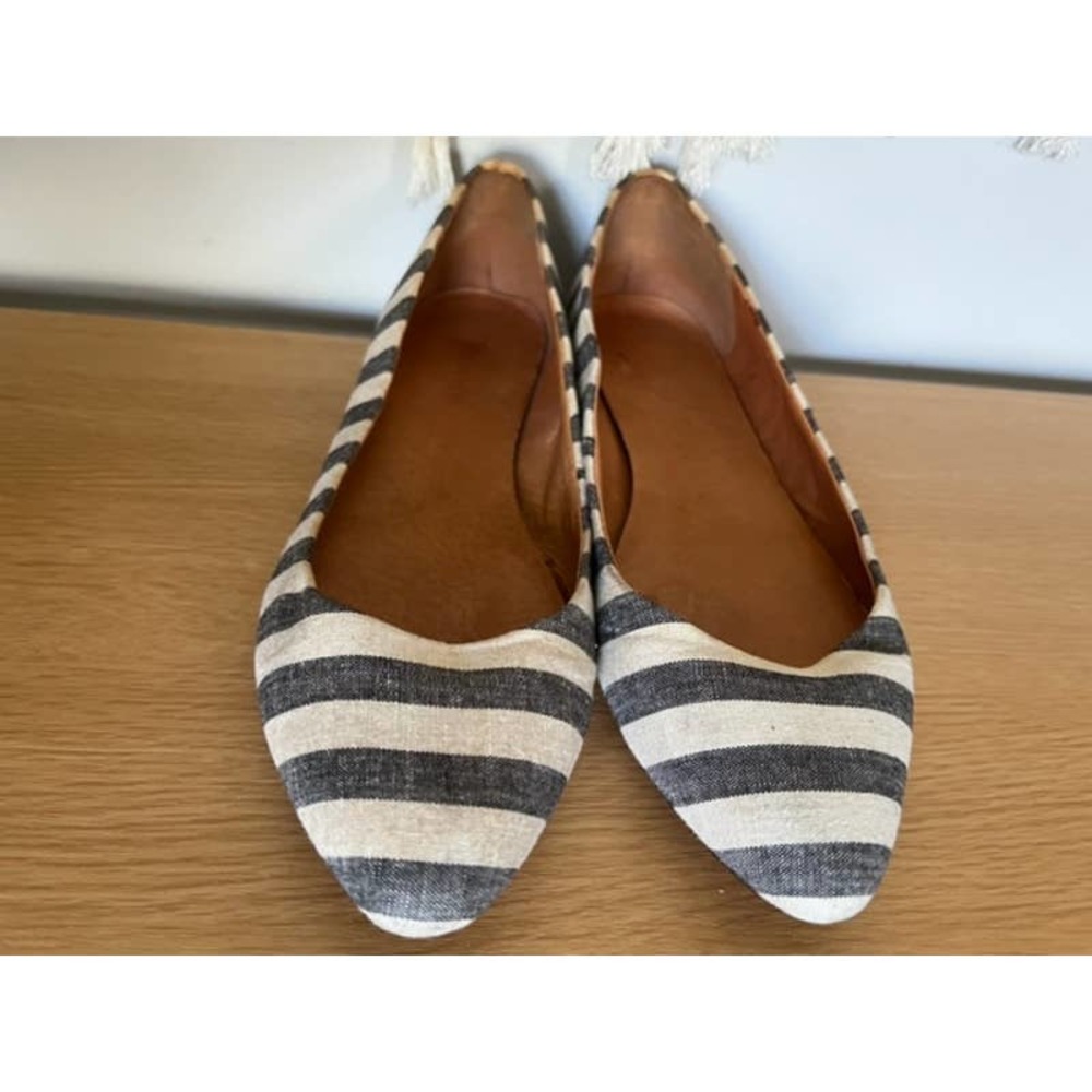 Madewell Sidewalk Skimmer Striped Ballet Flats Pointed Toe Flats
